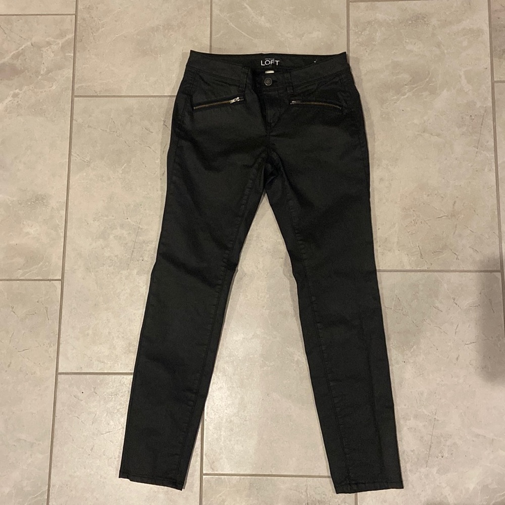 LOFT by Ann Taylor coated cotton black pants